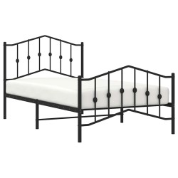 Cadre de lit métal sans matelas avec pied de lit noir 100x190cm 