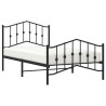 Cadre de lit métal sans matelas avec pied de lit noir 100x190cm 