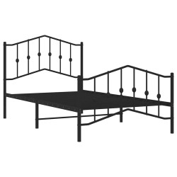 Cadre de lit métal sans matelas avec pied de lit noir 100x190cm 