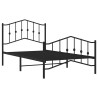 Cadre de lit métal sans matelas avec pied de lit noir 100x190cm 