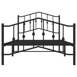 Cadre de lit métal sans matelas avec pied de lit noir 100x190cm 