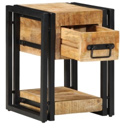 Table de nuit 40x40x40 cm en bois de manguier massif 