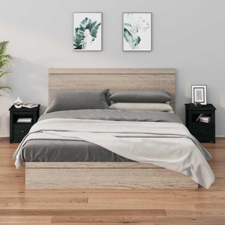 Tables de chevet 2 pcs Noir 40x35x49 cm Bois de pin massif 