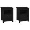 Tables de chevet 2 pcs Noir 40x35x49 cm Bois de pin massif 
