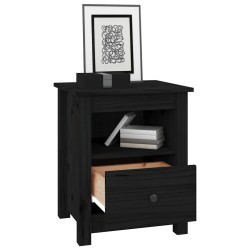 Tables de chevet 2 pcs Noir 40x35x49 cm Bois de pin massif 