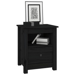 Tables de chevet 2 pcs Noir 40x35x49 cm Bois de pin massif 