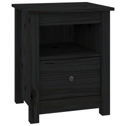 Tables de chevet 2 pcs Noir 40x35x49 cm Bois de pin massif 