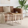 Table basse argenté acier inoxydable et bois massif d'acacia 