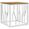 Table basse argenté acier inoxydable et bois massif d'acacia 