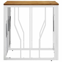 Table basse argenté acier inoxydable et bois massif d'acacia 
