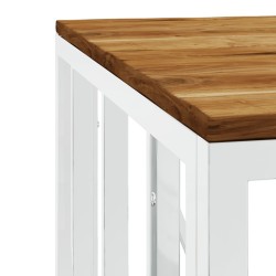 Table basse argenté acier inoxydable et bois massif d'acacia 