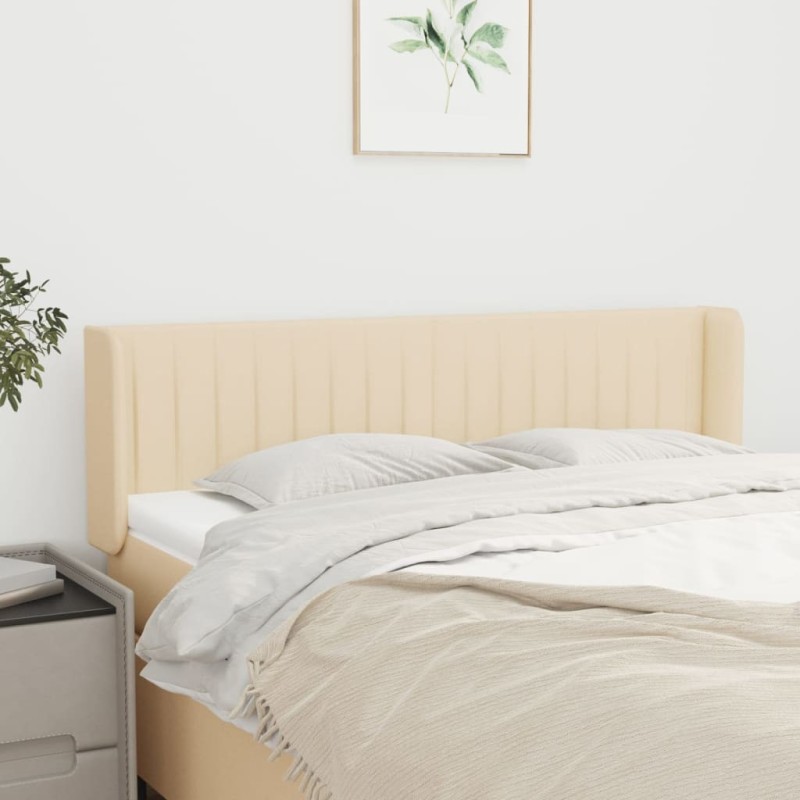 Tête de lit avec oreilles Crème 147x16x78/88 cm Tissu Tête de lit avec oreilles Crème 147x16x78/88 cm Tissu