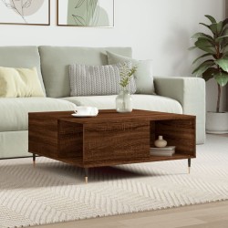 Table basse chêne marron 80x80x36,5 cm bois d'ingénierie 