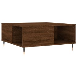 Table basse chêne marron 80x80x36,5 cm bois d'ingénierie 