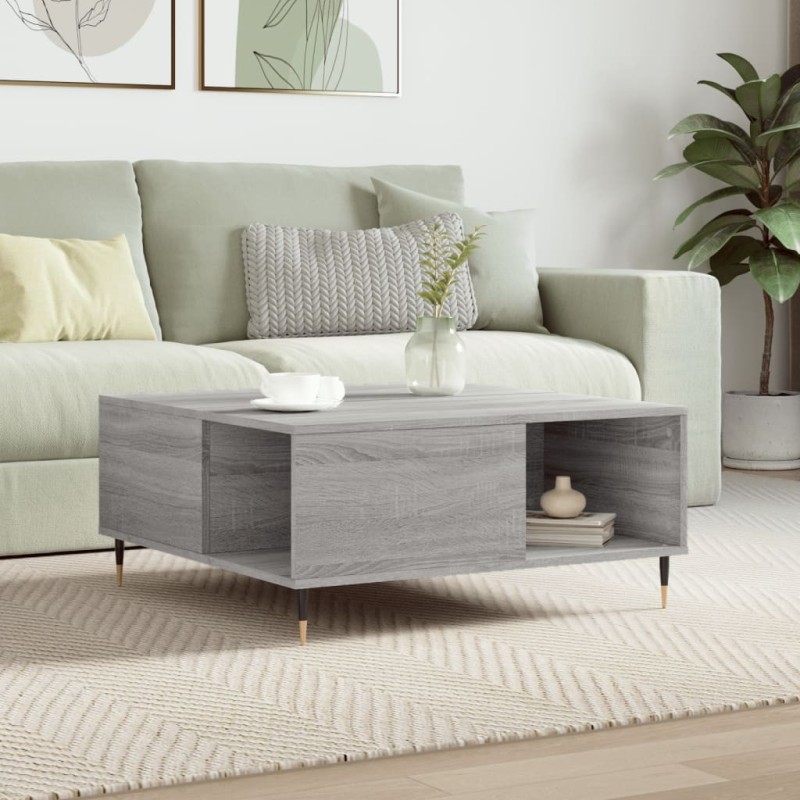 Table basse sonoma gris 80x80x36,5 cm bois d'ingénierie Table basse sonoma gris 80x80x36,5 cm bois d'ingénierie