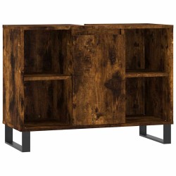 Armoire salle de bain chêne fumé 80x33x60cm bois d'ingénierie 