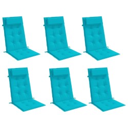 Coussins de chaise à dossier haut lot de 6 turquoise 