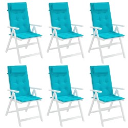 Coussins de chaise à dossier haut lot de 6 turquoise 