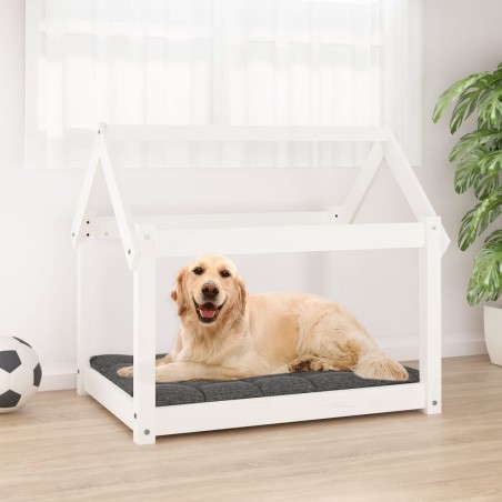 Lit pour chien Blanc 81x60x70 cm Bois de pin solide 