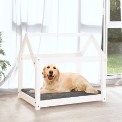 Lit pour chien Blanc 81x60x70 cm Bois de pin solide 