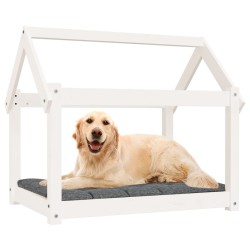 Lit pour chien Blanc 81x60x70 cm Bois de pin solide 