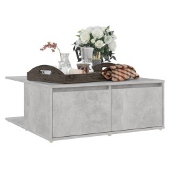 Table basse gris béton 80x80x31 cm bois d'ingénierie 