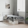 Cadre de lit métal sans matelas et pied de lit blanc 107x203 cm 