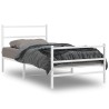 Cadre de lit métal sans matelas et pied de lit blanc 107x203 cm 