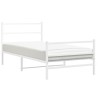 Cadre de lit métal sans matelas et pied de lit blanc 107x203 cm 