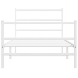 Cadre de lit métal sans matelas et pied de lit blanc 107x203 cm 