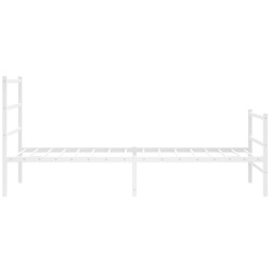 Cadre de lit métal sans matelas et pied de lit blanc 107x203 cm 