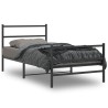 Cadre de lit métal sans matelas avec pied de lit noir 107x203cm 