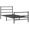 Cadre de lit métal sans matelas avec pied de lit noir 107x203cm 