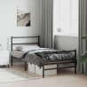 Cadre de lit métal sans matelas avec pied de lit noir 107x203cm 
