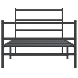 Cadre de lit métal sans matelas avec pied de lit noir 107x203cm 