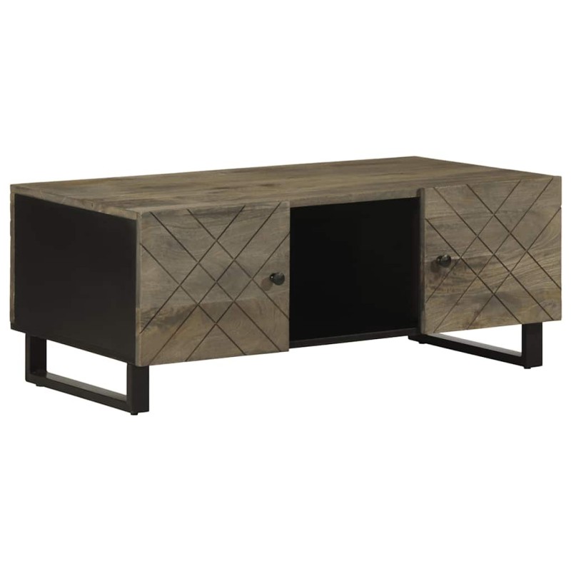 Table basse noir 100x54x40 cm bois massif de manguier 