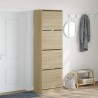 Armoire à chaussures 4 tiroirs rabattables chêne 60x42x204 cm 