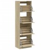 Armoire à chaussures 4 tiroirs rabattables chêne 60x42x204 cm 