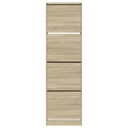 Armoire à chaussures 4 tiroirs rabattables chêne 60x42x204 cm 