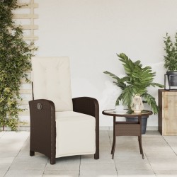 Chaise inclinable de jardin repose-pied marron résine tressée 