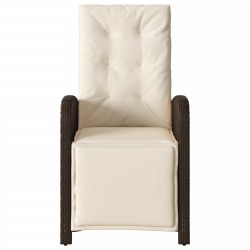 Chaise inclinable de jardin repose-pied marron résine tressée 