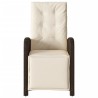 Chaise inclinable de jardin repose-pied marron résine tressée 