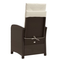 Chaise inclinable de jardin repose-pied marron résine tressée 