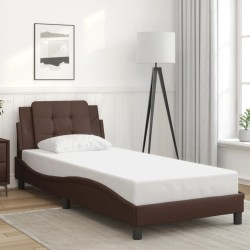 Cadre de lit sans matelas marron 100x200 cm similicuir 