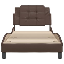 Cadre de lit sans matelas marron 100x200 cm similicuir 