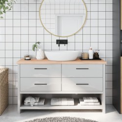 Comptoir de salle de bain 140x40x(2-4)cm bois massif non traité 