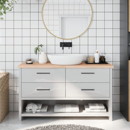 Comptoir de salle de bain 140x40x(2-4)cm bois massif non traité 