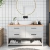 Comptoir de salle de bain 140x40x(2-4)cm bois massif non traité 