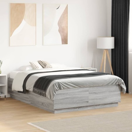 Cadre de lit sans matelas sonoma gris 135x190 cm 