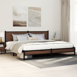 Cadre de lit en métal sans matelas chêne marron 193x203 cm 
